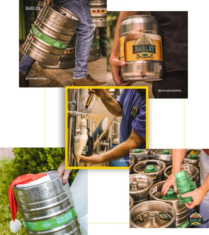 Barris de chopp artesanal da Barley sendo carregados e servidos